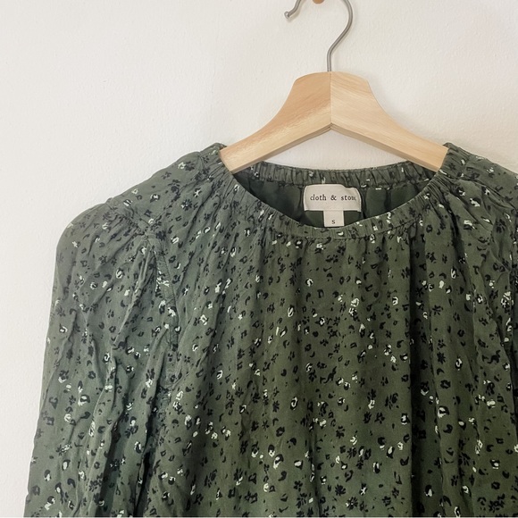 Cloth & Stone dark olive green leopard mini dress - Picture 2 of 3